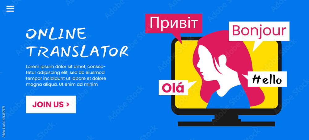 Online Translation Languages Communications Web Banner Template Design Vector Online Translation Languages Communications Web Banner Template Design Vector