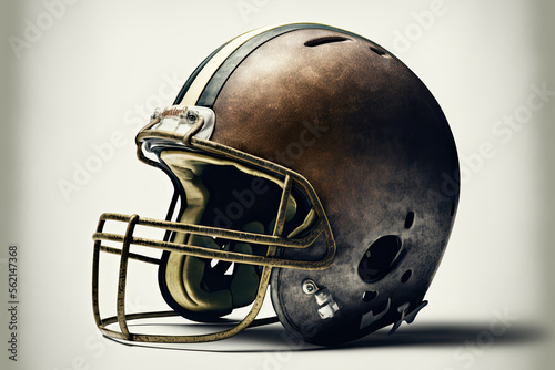 american football helmet illustration. isolated on light background. Generative AI photo