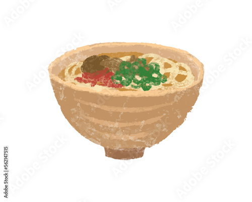沖縄のソーキそばのイラスト　観光　水彩