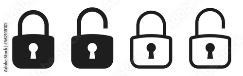 Lock simple icon set. Closed and Open Lock. Vector