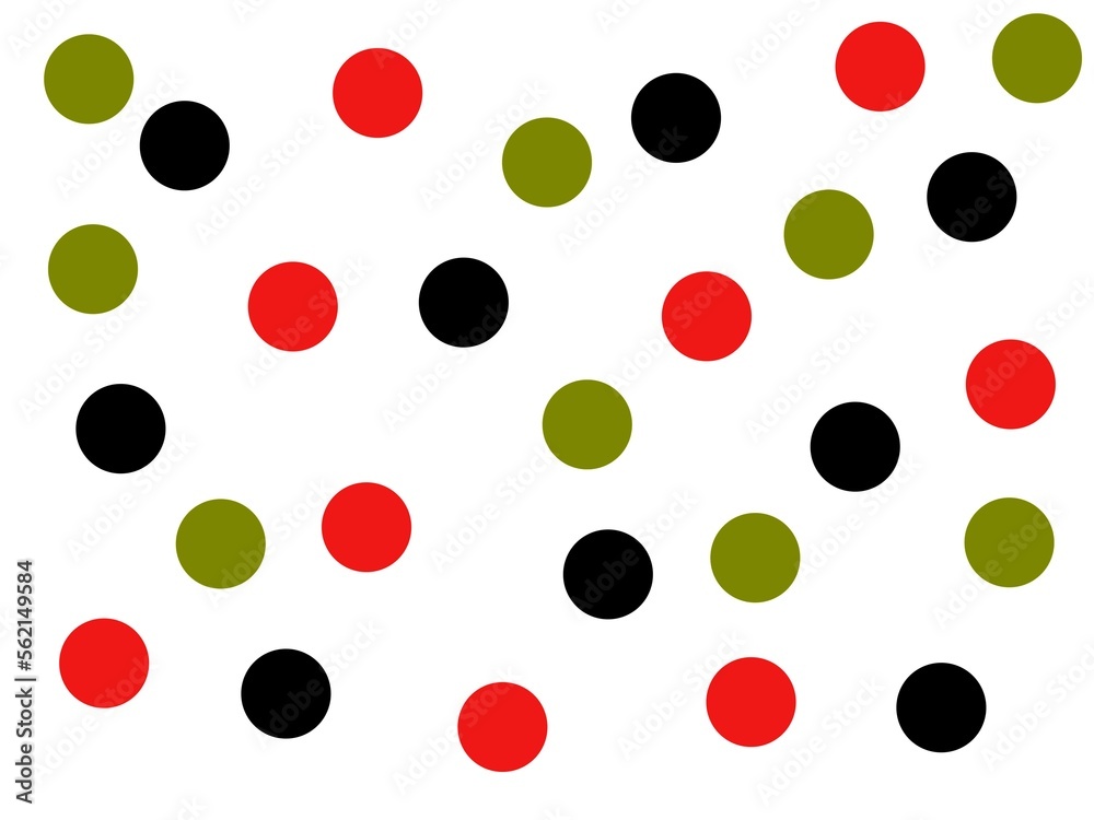 Red, green and black circles on a white background Red, green and black circles on a white background