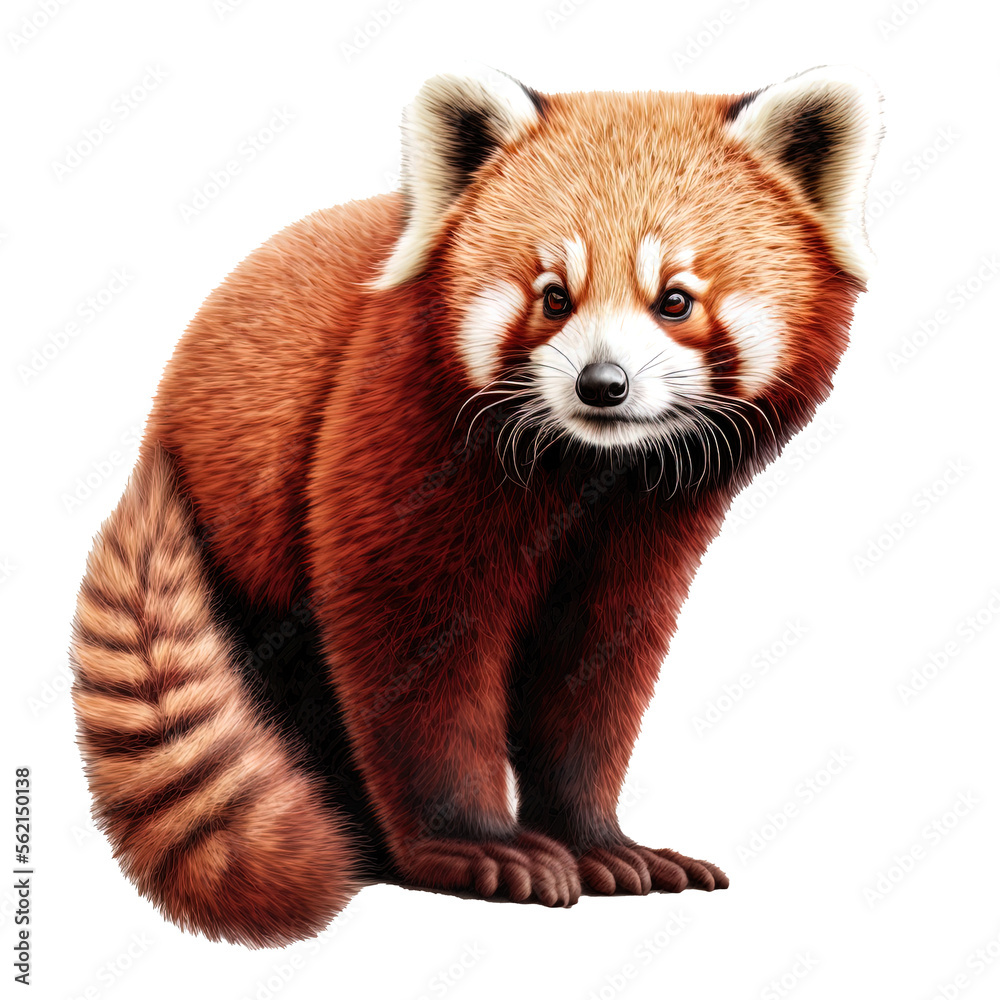 Fototapeta premium red panda in wilderness illustration on isolated background