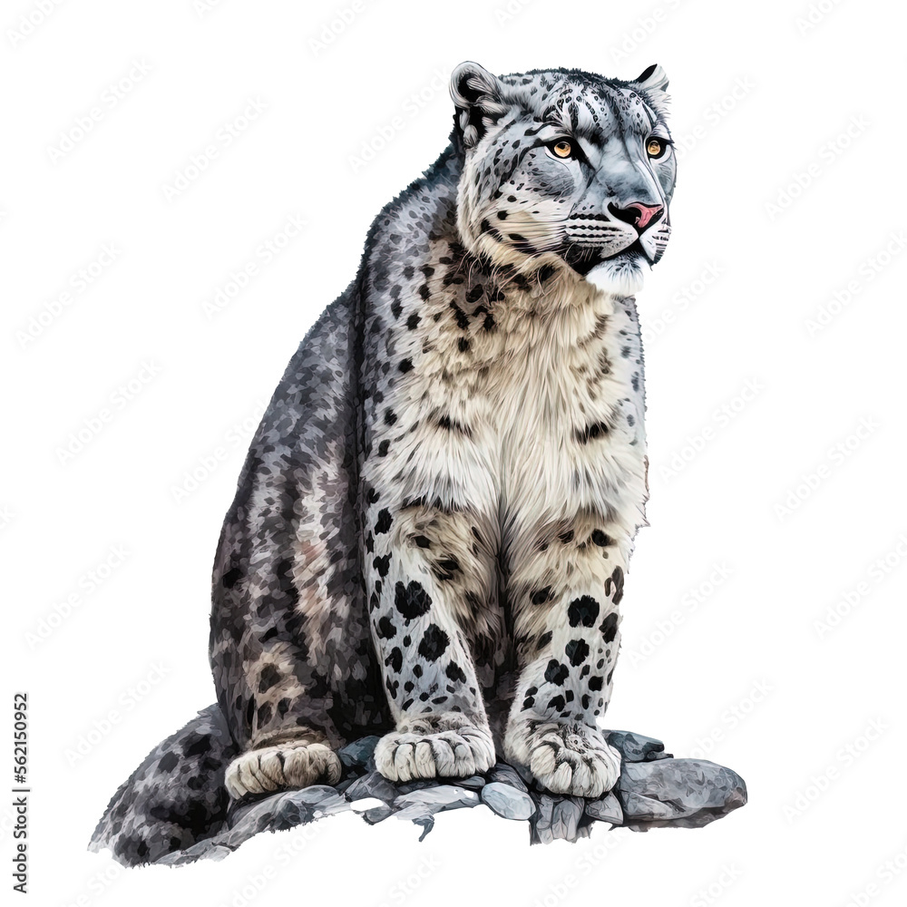 Naklejka premium snow leopard in the wilderness illustration on isolated background