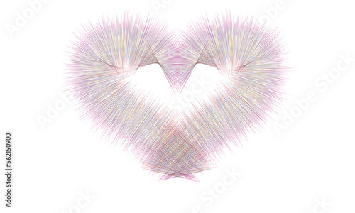 Isolated pink pastel lines heart shape graphic design element overlay