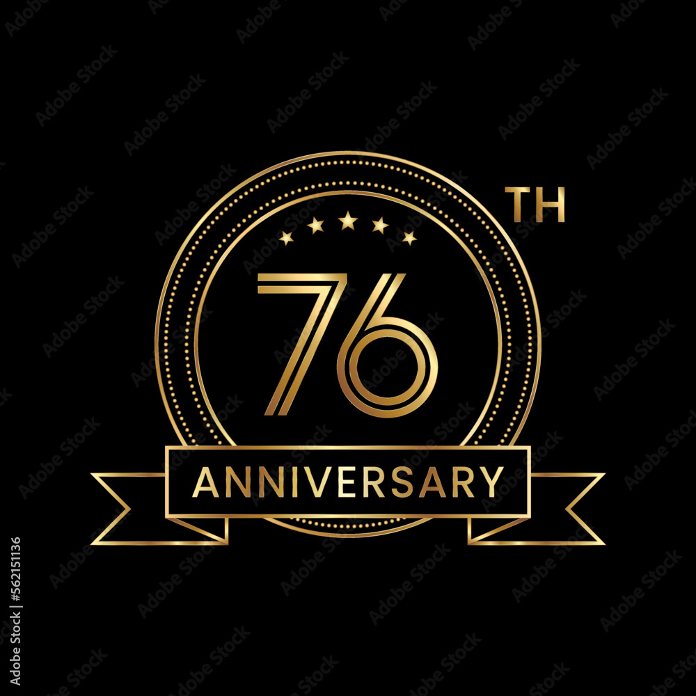 76th Anniversary Template design with golden text and ribbon. Logo Vector Template 76th Anniversary Template design with golden text and ribbon. Logo Vector Template