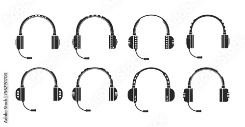 set of headphones gaming silhouette illustration