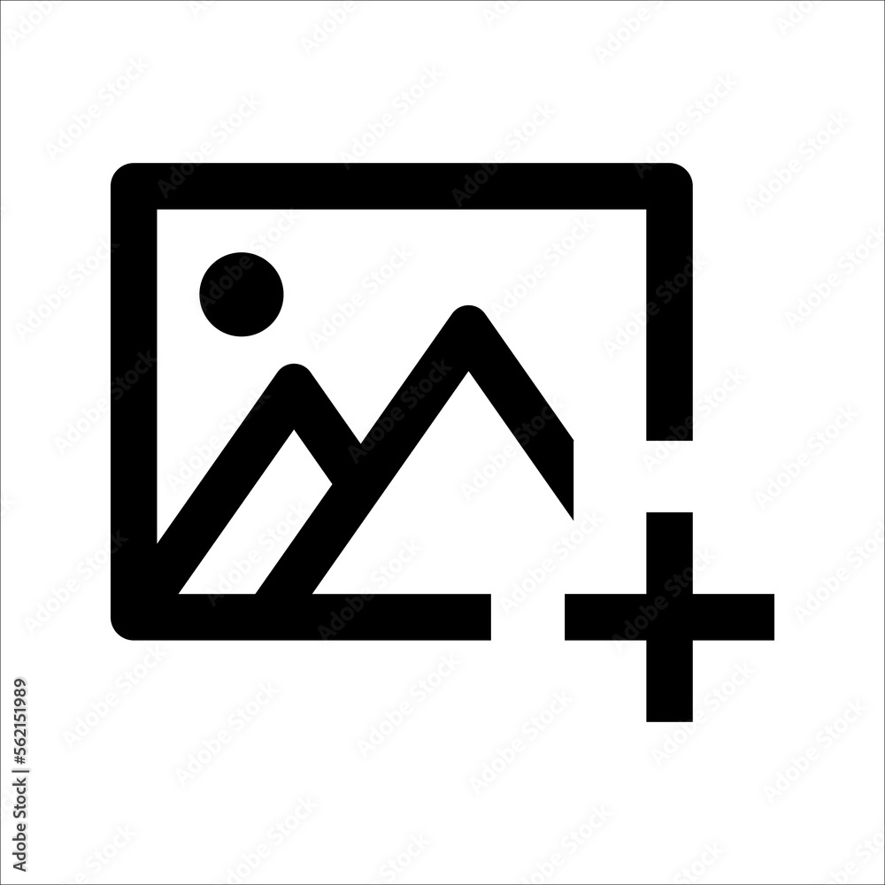 Add picture icon. Upload image. Digital photos. user interface element for app and web. vector illustration on white background Add picture icon. Upload image. Digital photos. user interface element for app and web. vector illustration on white background