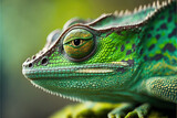 closeup of a green chameleon. Generative AI