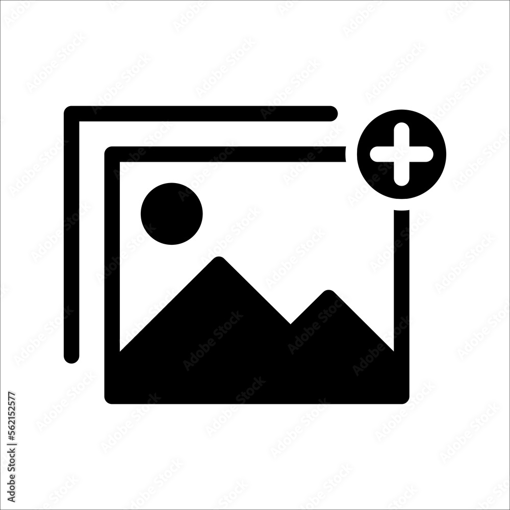 Add picture icon. Upload image. Digital photos. user interface element for app and web. vector illustration on white background Add picture icon. Upload image. Digital photos. user interface element for app and web. vector illustration on white background