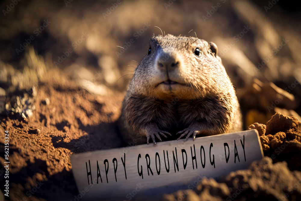 Celebrating Groundhog Day and Forecast A Groundhog Emerges from its