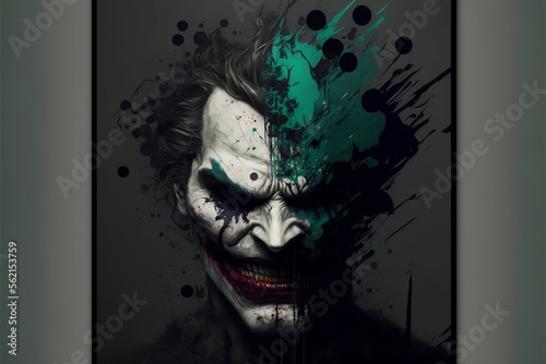 Scary Joker figure in a photo frame photo