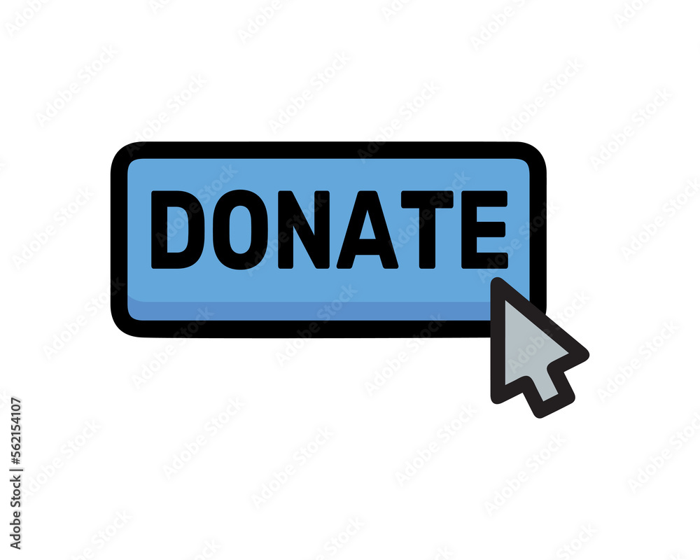vector illustration. blue logo or flat icon. pointer. button click. sign. donation. charity. money. donate vector illustration. blue logo or flat icon. pointer. button click. sign. donation. charity. money. donate