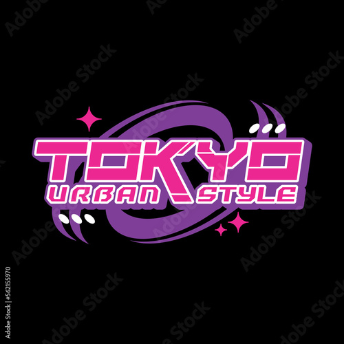Tokyo japan typography slogan streetwear y2k style logo vector icon illustration. Kanji means Tokyo. Print, poster, fashion, tshirt, sticker