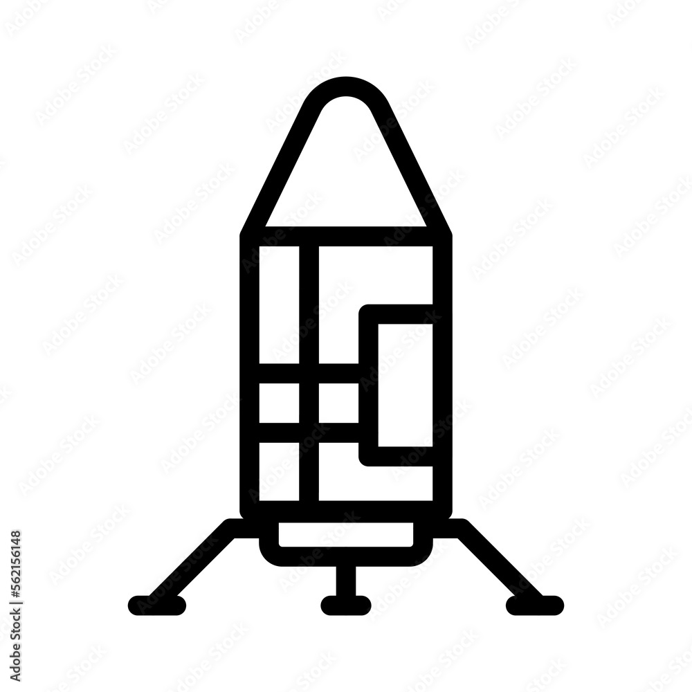 Moon lander line icon isolated on white background. Black flat thin icon on modern outline style. Linear symbol and editable stroke. Simple and pixel perfect stroke vector illustration
