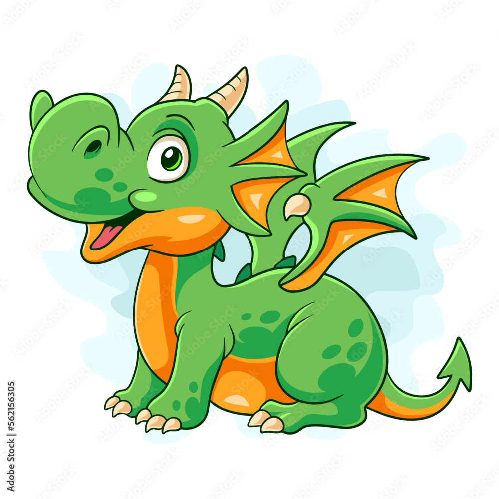 Obraz premium Cartoon dragon on white background