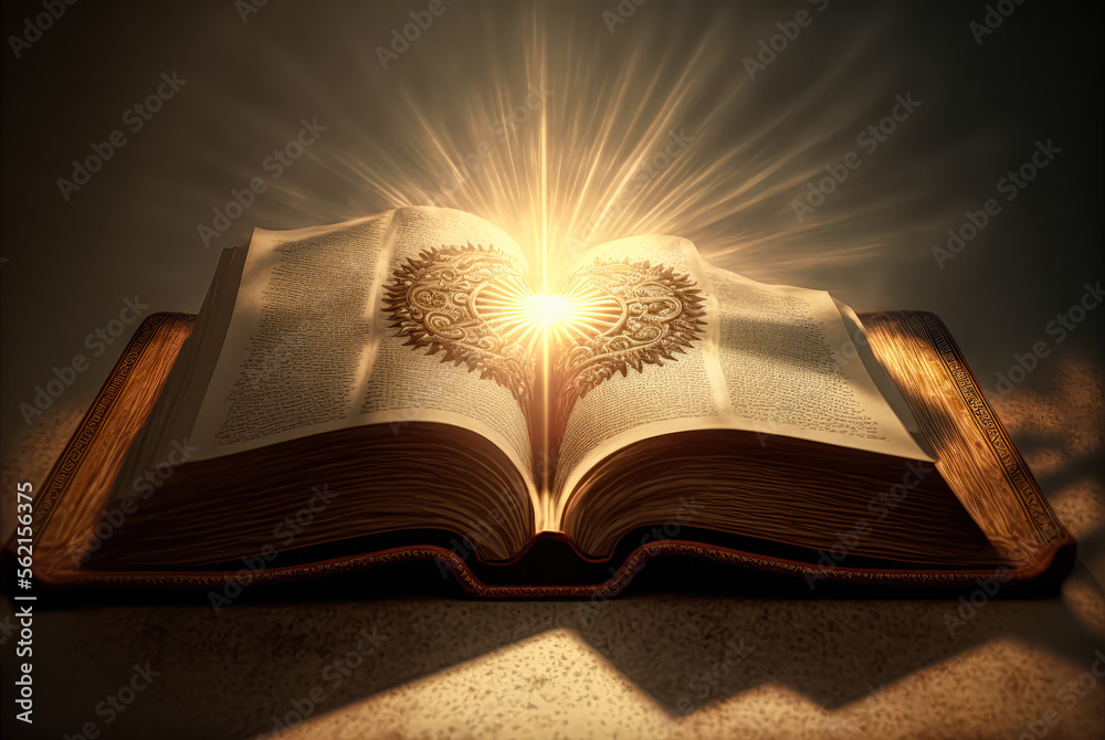 Light Coming From Magical Book - illustration - AI Generated Light Coming From Magical Book - illustration - AI Generated