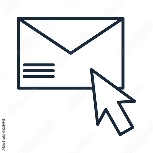 Cursor and envelope mail vector icon. Filled flat sign for mobile concept and web design.Click on email solid icon.Mouse pointer click symbol