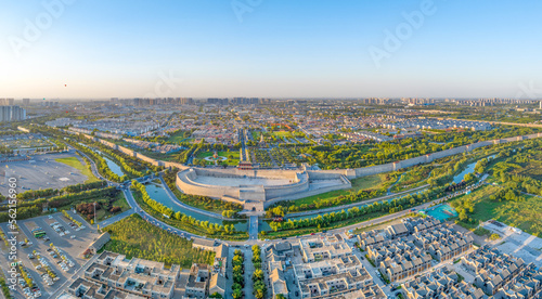 Aerial photography of Changle Gate and Zhengding Food Street in Zhengding Ancient City Wall, Zhengding County, Shijiazhuang City, Hebei Province, China photo