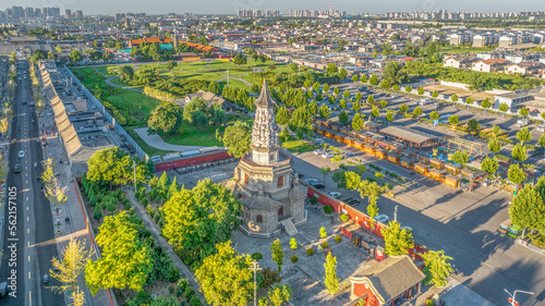 Aerial photo of Guanghui Temple in Zhengding Ancient City, Zhengding County, Shijiazhuang City, Hebei Province, China photo