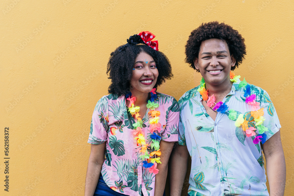 Portrait of Afro Couple Celebrating Street Carnival