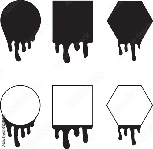 Drips of circular paint, Drips of square paint, SVG Vector