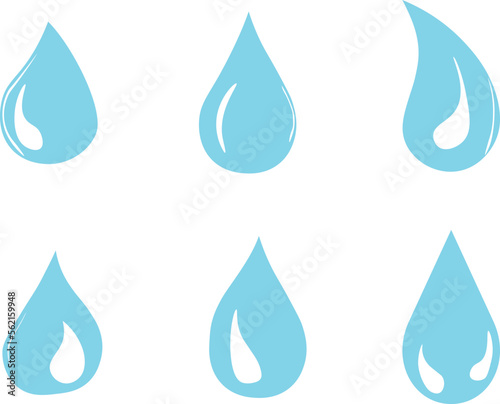 Water blue drop icons set, EPS Vector
