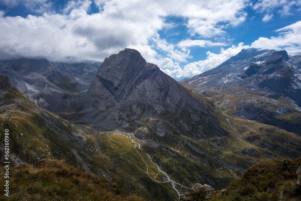 Alpine glaciers and mountains landscape in French alps