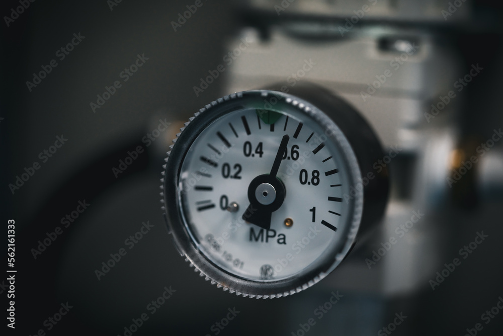 Close up Pressure gauge for measuring instruments for pressure control.