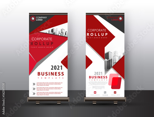 Red black Triangle Business Roll Up Banner flat design template ,Abstract Geometric banner template Vector illustration set,