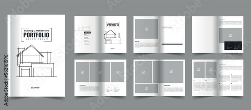 Building architecture portfolio design template. brand guideline, Interior design