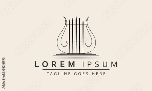 vintage harp logo icon, lyre harp vector isolated