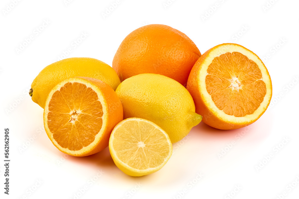 Composition of fresh lemons and oranges, isolated on white background. Composition of fresh lemons and oranges, isolated on white background.