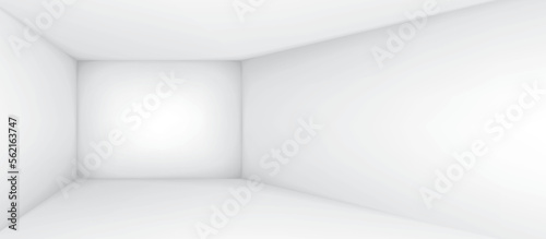 Empty white room. The inner space of the box. Vector design illustration. Mock up for you business project