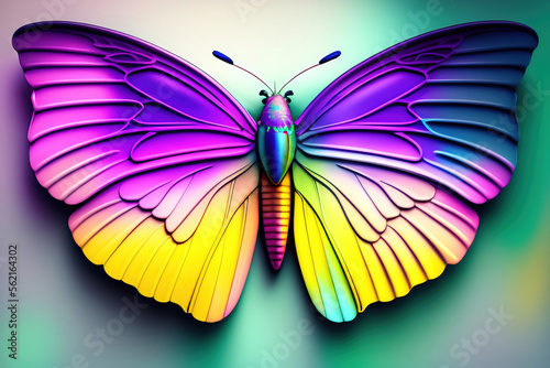 Generative AI: Colorful art of a butterfly texture background closeup © justdd