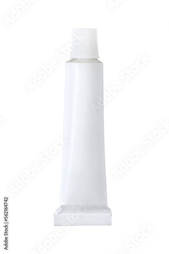 Small white metallic tube. Isolated png with transparency