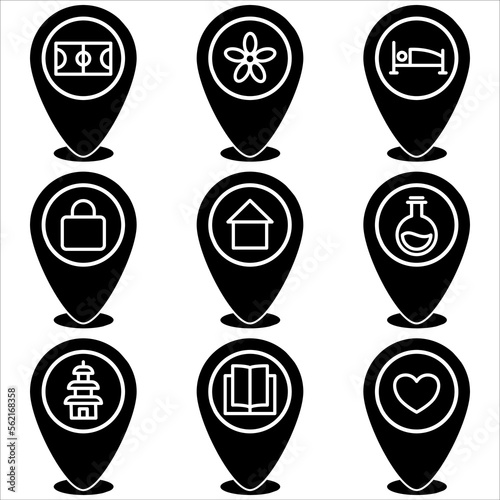 Marker pin icon set glyph style part four