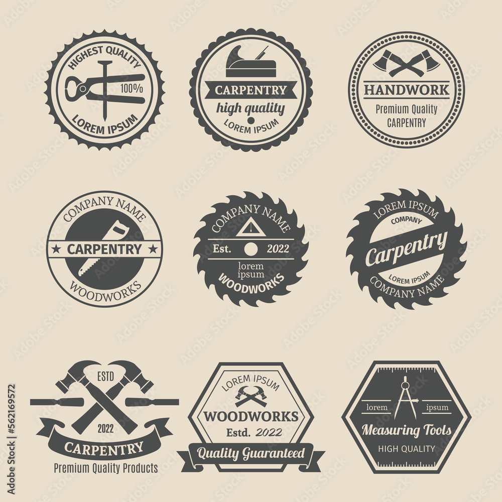 Set of vector carpentry woodwork vintage logo craftsman symbol illustration design
