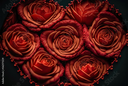 Valentines day  heart from red rose  background illustration.