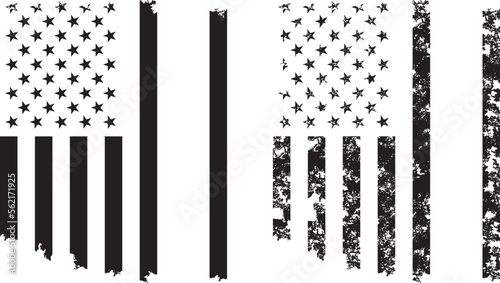 Distressed American Flag on white background