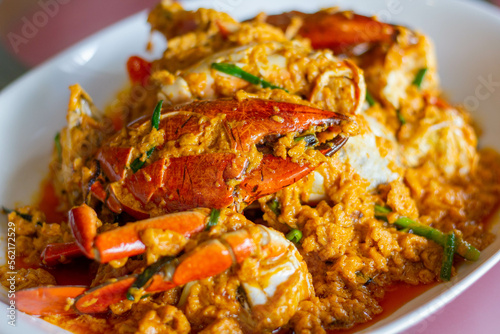 Stir Fried Crab with Curry Powder, yellow curry, Asian Food.