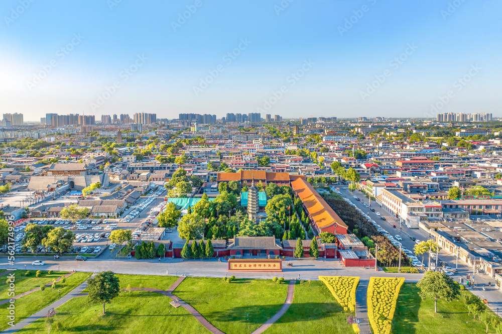 Aerial photography of Linji Temple in Zhengding Ancient City, Zhengding County, Shijiazhuang City, Hebei Province, China