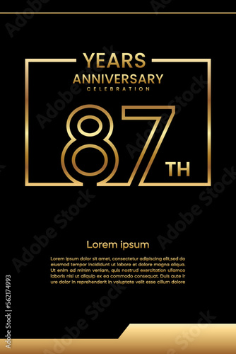 87th Anniversary. Template design for anniversary celebration event. Logo Vector Template