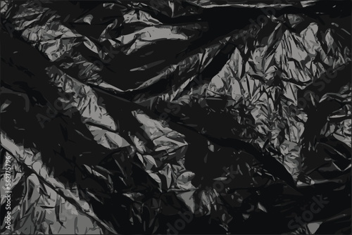 Crumpled Garbage Bag Texture Background, Wrinkled Trash Package Pattern, Used Plastic Bin Bags Mockup