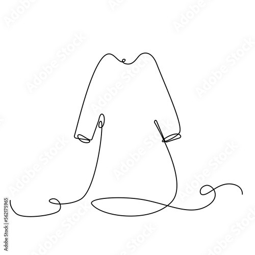 One Line Drawing Dress, Continuous Line Woman Clothes, Single Outline Beauty Gown Drawing, Woman Dress