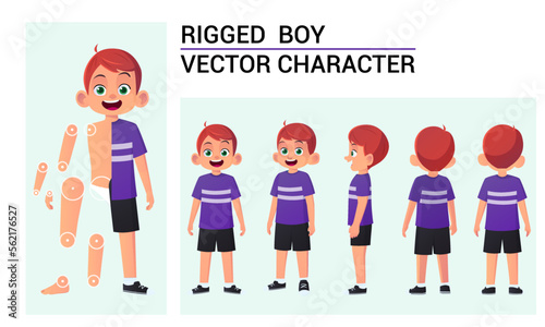 Cartoon Boy Character Set For Rigging and Animation Vector Illustration
