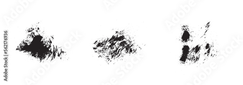 Vector ink splashes stencil. Very detailed collection mockups brush strokes for text and design. Black inked splatter dirt stain splattered spray splash with drops blots. Vector isolated set boxes