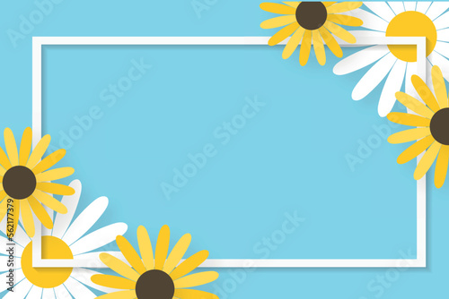 Fototapeta Naklejka Na Ścianę i Meble -  Daisies frame. Colorful floral frame. Spring banner concept. Vector stock