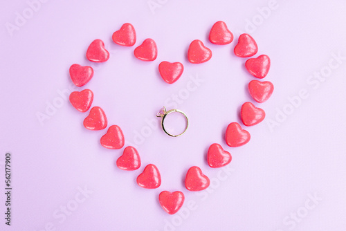 wedding ring for the bride on a pink background