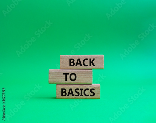 Back to basics symbol. Concept word Back to basics on wooden blocks. Beautiful green background. Business and Back to basics concept. Copy space