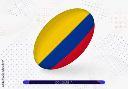 Rugby ball with the flag of Colombia on it. Equipment for rugby team of Colombia.
